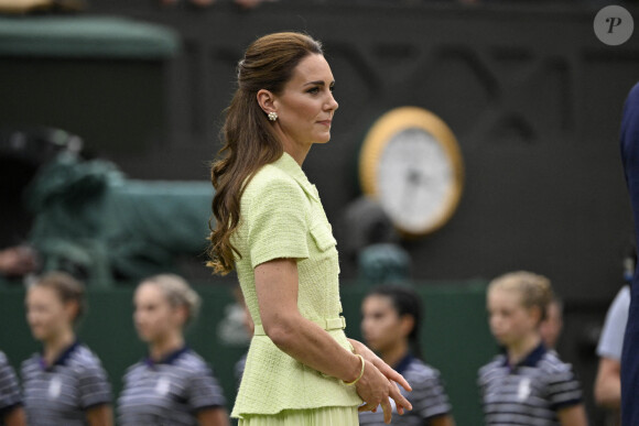 Catherine (Kate) Middleton, princesse de Galles, lors de la finale femme du tournoi de Wimbledon 2023 à Londres, le 15 juillet 2023.