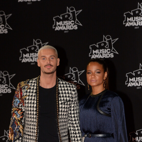 Le chanteur français M. Pokora (Matt Pokora) et sa compagne la chanteuse américaine Christina Milian - 19ème édition des NRJ Music Awards à Cannes le 4 novembre 2017. © Rachid Bellak/Bestimage 