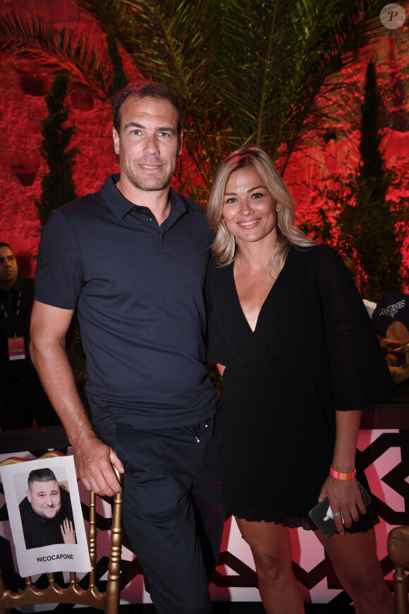 Exclusif - Bruno Cheyrou et Laure Boulleau lors de la soirée du grand gala du "Marrakech du Rire 2022" pour la 10ème édition au palais El Badiî à Marrakech, Maroc, le 18 juin 2022. © Rachid Bellak/Bestimage