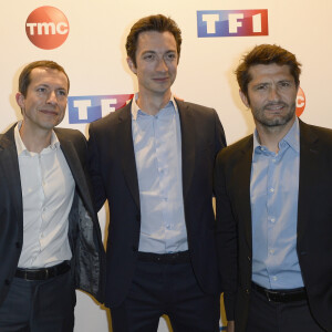 Grégoire Margotton, Frédéric Calenge et Bixente Lizarazu - Conférence de presse de TF1 pour le lancement de l'Euro 2016 à Paris le 17 mai 2016. © Coadic Guirec/Bestimage