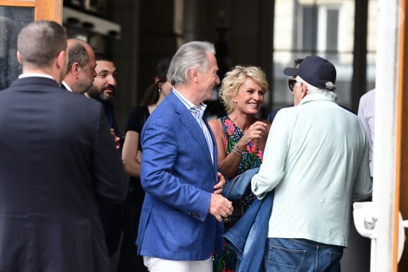 Eric Dupond-Moretti, Ibrahim Maalouf, William Leymergie et sa compagne Sophie Davant, Gérard Darmon - Mariage de Claude Lelouch à la mairie du 18ème à Paris. Le 17 juin 2023