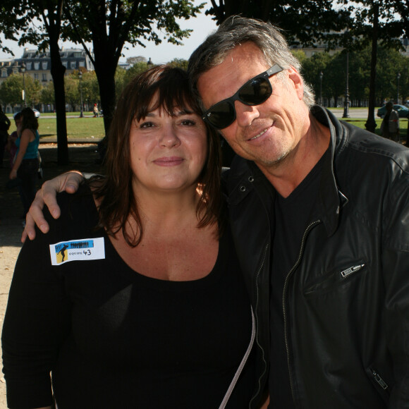 Michèle Bernier et son ex-compagnon Bruno Gaccio - 2ème tournoi de pétanque au profit de l'association "MeghanOra" sur l'Esplanade des Invalides à Paris.