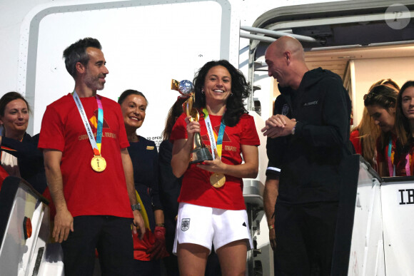 Retour à Madrid de l'équipe d'Espagne, victorieuse de la Coupe du monde féminine de football face à l'Angleterre (1 - 0), le 21 août 2023. 