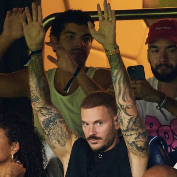 M. Pokora (Matt Pokora), Oli, de son vrai nom Olivio Laurentino Ordonez - Match amical - France - Irlande (2-0) lors des matchs qualificatifs à l'Euro 2024 au Parc des Prince à Paris le 7 septembre 2023. © Cyril Moreau/Bestimage