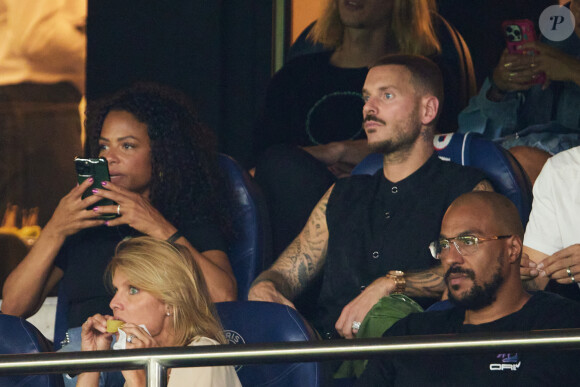 Christina Milian et son mari M. Pokora (Matt Pokora), Sylvie Tellier - Match amical - France - Irlande (2-0) lors des matchs qualificatifs à l'Euro 2024 au Parc des Prince à Paris le 7 septembre 2023. © Cyril Moreau/Bestimage