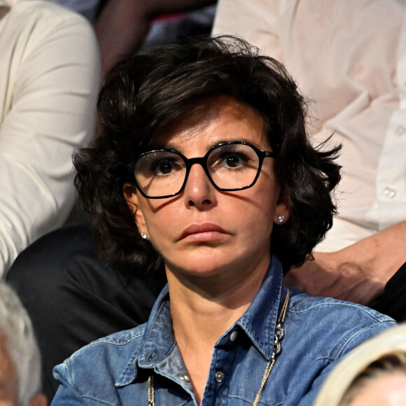 Rachida Dati durant le rassemblement organisé pour la rentrée politique des Républicains qui, à cause du mauvais temps, n'a pu se tenir en exterieur dans l'arrière pays azuréen et qui a pris place au Cannet à la Palestre, le 27 août 2023.  © Bruno Bebert / Bestimage