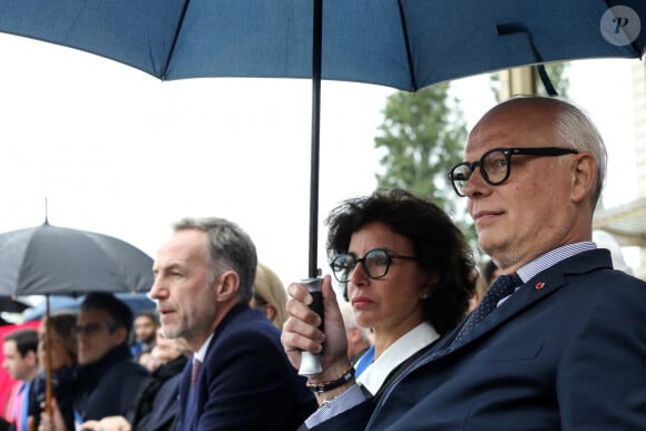 Rachida Dati, maire du 7ème arrondissement et l'ancien premier ministre Edouard Philippe lors de l'inauguration d'un quai Valéry Giscard d'Estaing attenant au Musée d'Orsay, à Paris, France, le 9 mai 2023. © Stéphane Lemouton/Bestimage 