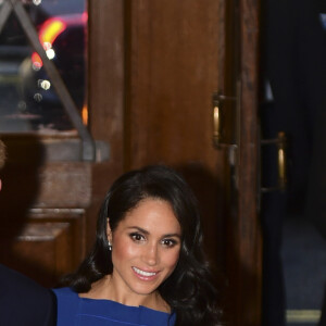 Le prince Harry, duc de Sussex, et Meghan Markle, duchesse de Sussex, lors du gala musical "100 Days to Peace", célébrant le centenaire de la fin de la première guerre mondiale à Central Hall Westminster. Présenté par les Royal Armouries, le concert est au profit de trois organismes de bienfaisance ("Help for Heroes", "Combat Stress" et "Heads Together") oeuvrant pour soutenir les anciens combattants faisant face à des problèmes de santé mentale. Londres, le 6 septembre 2018. 