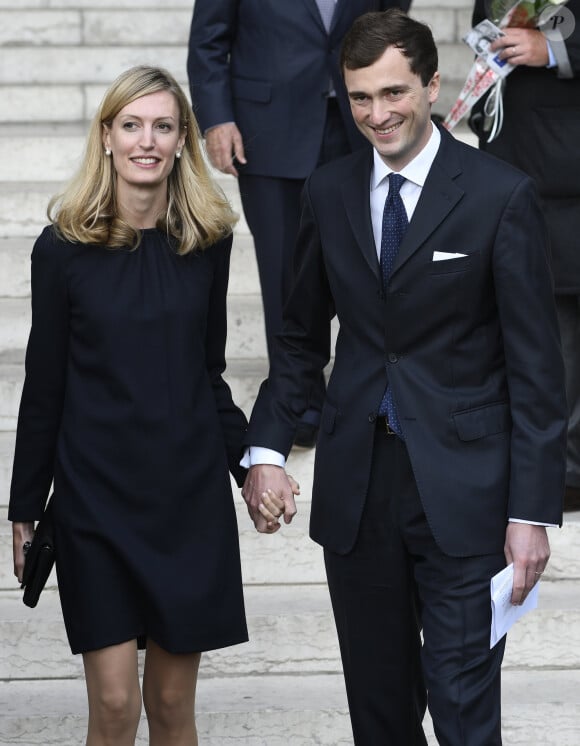 Le prince Amedeo et la princesse Elisabetta de Belgique - Leurs majestés le roi et la reine, leurs altesses royales le Grand-Duc et la Grande-Duchesse de Luxembourg et les membres de la famille royale assistent à la messe d'action de grâce à l'occasion du 25ème anniversaire du décès de sa majesté le roi Baudouin à Bruxelles en Belgique le 8 septembre 2018. 