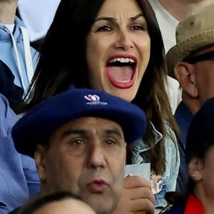 Helena Noguerra dans les tribunes lors du match de Poule A de la Coupe du Monde de Rugby France 2023 entre la France et l'Uruguay (27-12) au stade Pierre-Mauroy à Lille le 14 septembre 2023. © Cyril Moreau-Dominique Jacovides/Bestimage