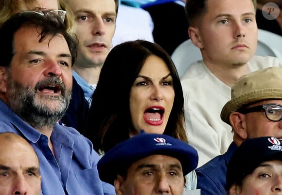 Helena Noguerra dans les tribunes lors du match de Poule A de la Coupe du Monde de Rugby France 2023 entre la France et l'Uruguay (27-12) au stade Pierre-Mauroy à Lille le 14 septembre 2023. © Cyril Moreau-Dominique Jacovides/Bestimage