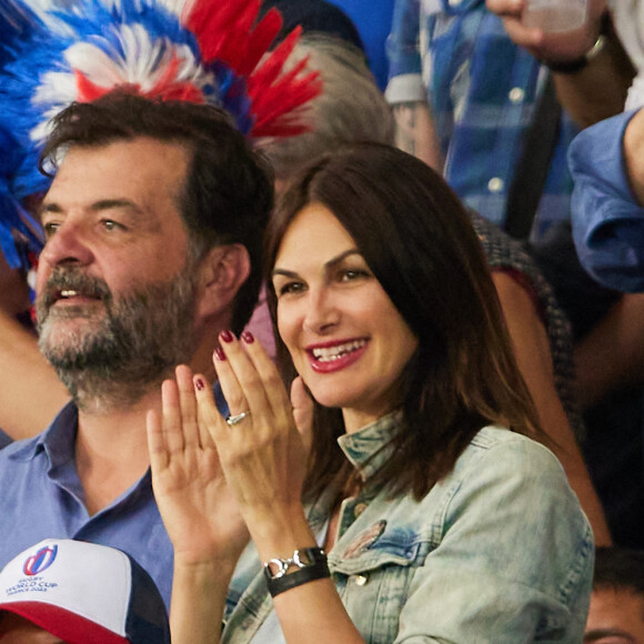 Helena Noguerra dans les tribunes lors du match de Poule A de la Coupe du Monde de Rugby France 2023 entre la France et l'Uruguay (27-12) au stade Pierre-Mauroy à Lille le 14 septembre 2023. © Cyril Moreau-Dominique Jacovides/Bestimage