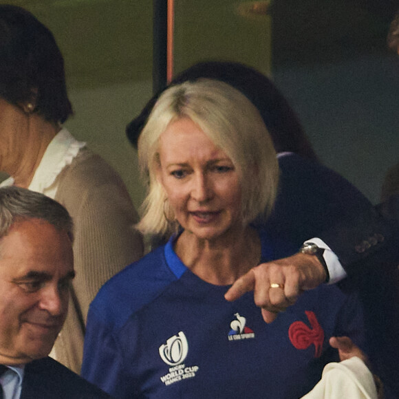 Xavier Bertrand - People dans les tribunes lors du match de Poule A de la Coupe du Monde de Rugby France 2023 entre la France et l'Uruguay (27-12) au stade Pierre-Mauroy à Lille le 14 septembre 2023. © Cyril Moreau-Dominique Jacovides/Bestimage