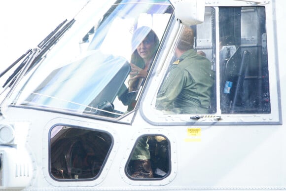 Catherine (Kate) Middleton, princesse de Galles, lors d'une visite à la Royal Naval Air Station (RNAS) Yeovilton, près de Yeovil dans le Somerset, l'une des deux principales stations aériennes de la Royal Navy et l'un des aérodromes militaires les plus fréquentés du Royaume-Uni, le lundi 18 septembre 2023. 