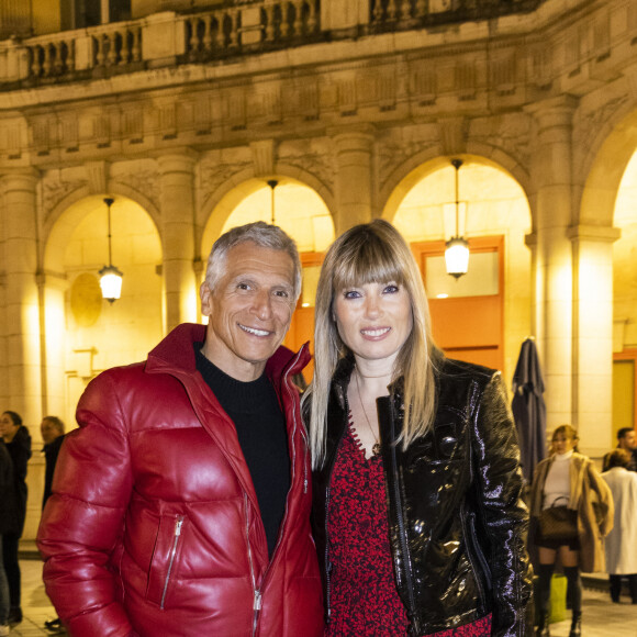 Exclusif - Nagui et sa femme Melanie Page - Cérémonie de remise du prix Raymond Devos au théâtre Edouard VII à Paris dans le cadre de la 28ème édition de la semaine de la Langue Française et de la Francophonie le 20 mars 2023.