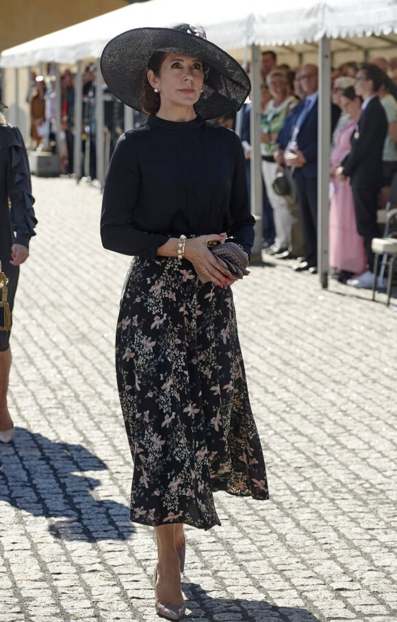 Le prince Frederik et la princesse Mary de Danemark lors d'une cérémonie de dépôt de couronnes dans la forteresse du Kastellet le jour du drapeau pour les soldats danois à l'étranger à Copenhague, Danemark, le 5 septembre 2023. 