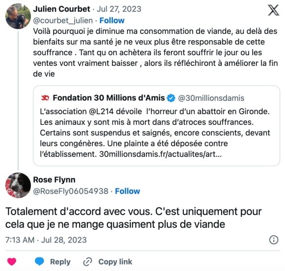 L'été dernier, Julien Courbet a relayé le post de la Fondation 30 Millions d'amis axé sur une enquête de l'association L214 qui dénonçait les pratiques d'un abattoir situé en Gironde.