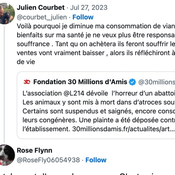 L'été dernier, Julien Courbet a relayé le post de la Fondation 30 Millions d'amis axé sur une enquête de l'association L214 qui dénonçait les pratiques d'un abattoir situé en Gironde.