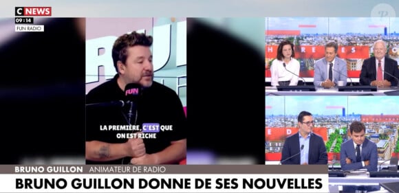 Le témoignage de Bruno Guillon sur Fun Radio quant à son agression survenue dans les Yvelines diffusé sur le plateau de l'"Heure des pros" sur CNews.