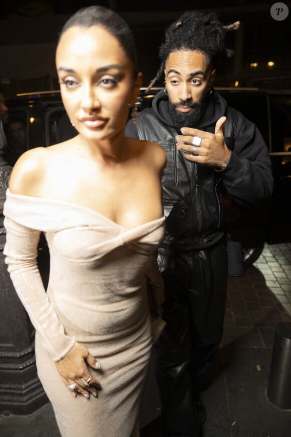 Exclusif - Amina Muaddi et Fary - Personnalités au restaurant Siena lors de la fashion week printemps / été 2024 à Paris le 30 septembre 2023. © Pierre Perusseau / Tiziano Da Silva / Bestimage 