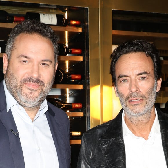 Exclusif - Bruce Toussaint et Anthony Delon lors de l'enregistrement de l'émission "Le live Toussaint" à Paris le 29 septembre 2023. © Coadic Guirec / Bestimage 