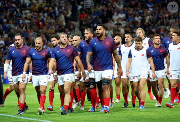 En cas de match nul, le XV de France terminerait également à la première place, devant la Nouvelle-Zélande
Equipe de France - Coupe du Monde de Rugby France 2023 du match de Poule A entre la France et l'Uruguay (27-12) au stade Pierre-Mauroy à Lille le 14 septembre 2023. © Cyril Moreau-Dominique Jacovides/Bestimage