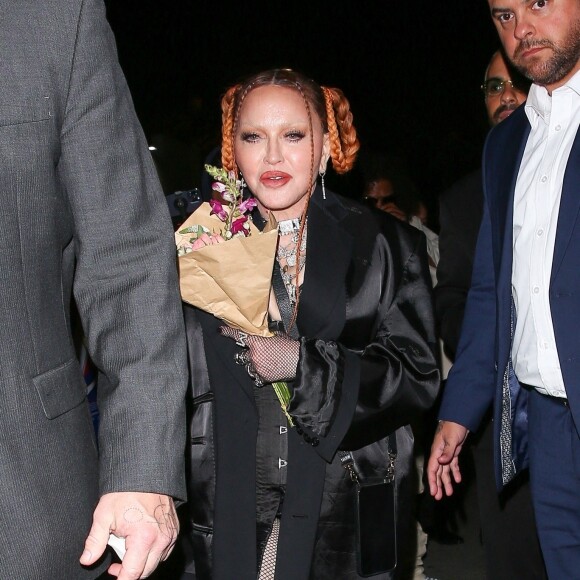 Mais Madonna prend toujours plaisir à partager son quotidien avec ses fans. 
Exclusif - Madonna à l'after-party au club "Delilah" lors de la 65ème édition de la cérémonie des "Grammy Awards" à Los Angeles, le 5 février 2023.