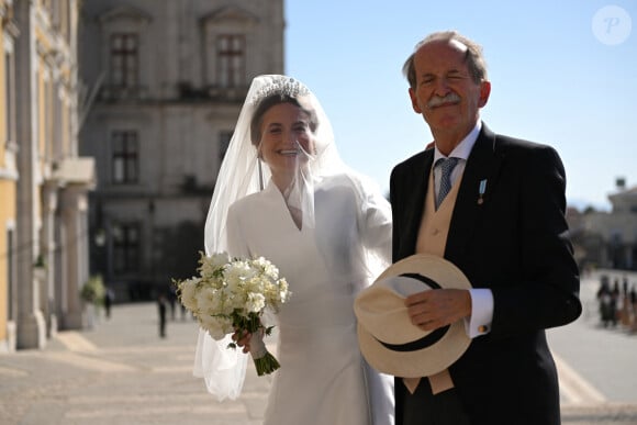 Mariage de Maria Francisca de Bragança (Bragance), duchesse de Coimbra avec l'avocat Duarte de Sousa Araujo Martins à Mafra au Portugal, le 7 octobre 2023. © Global Imagens/Atläntico Press/Bestimage