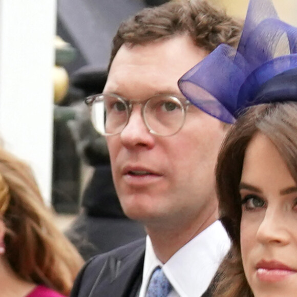 La princesse Eugenie d'York et son mari Jack Brooksbank - Les invités à la cérémonie de couronnement du roi d'Angleterre à l'abbaye de Westminster de Londres, Royaume Uni, le 6 mai 2023. 