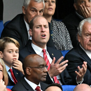 Le prince William et son fils le prince George - Quart de finale de la Coupe du monde de Rugby 2023 entre le Pays de Galles et l'Argentine. Marseille, le 14 octobre 2023. © Bruno Bebert / Bestimage