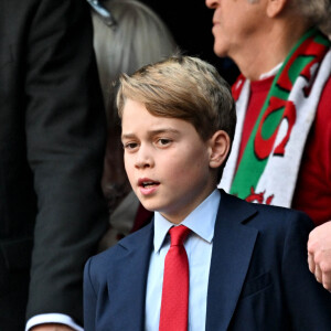 Le prince William et son fils le prince George - Quart de finale de la Coupe du monde de Rugby 2023 entre le Pays de Galles et l'Argentine. Marseille, le 14 octobre 2023. © Bruno Bebert / Bestimage