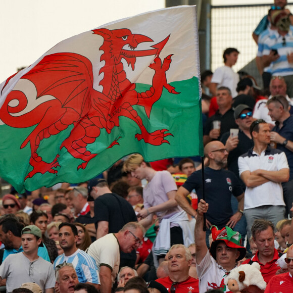 Supporters du Pays de Galles - Coupe du Monde de Rugby France 2023 - Match de quart de finale "Pays de Galles - Argentine (17-29)" à Marseille, le 14 octobre 2023.  Rugby World Cup France 2023 - Quarter-final match "Wales - Argentina (17-29)" in Marseille, October 14, 2023. 