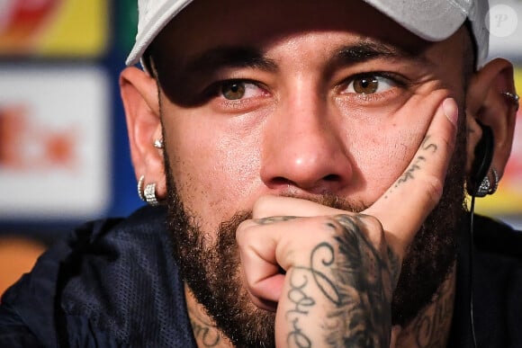 Neymar Jr. en conférence de presse au Parc Des Princes à Paris, le 13 février 2023. © Matthieu Mirville/Zuma Press/Bestimage