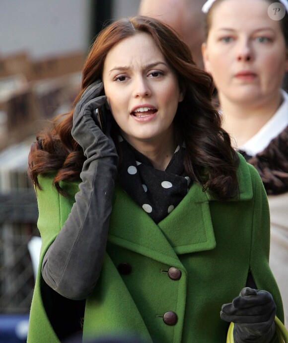 Leighton Meester sur le tournage de Gossip Girl à New York, le 9 mars 2010