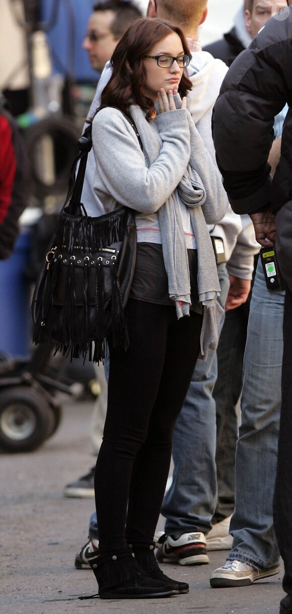 Leighton Meester sur le tournage de Gossip Girl à New York, le 9 mars 2010