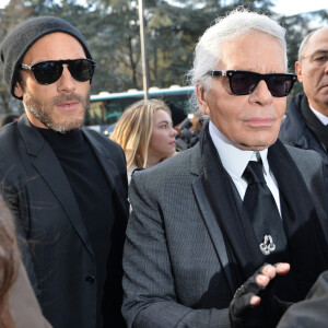 Sébastien Jondeau, Karl Lagerfeld - Arrivées des people au défilé de mode hommes Dior collection prêt-à-porter Automne Hiver au Tennis Club de Paris