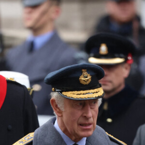 Le roi Charles III, le prince William - La famille royale honore les disparus des deux guerres mondiales lors de la cérémonie Remembrance Sunday (Dimanche du souvenir) au Cénotaphe à Londres. Le 12 novembre 2023.