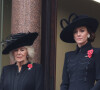 En de telles circonstances, les membres de la famille royale d'Angleterre sont sur tous les fronts.
Camilla Parker Bowles et Kate Middleton - La famille royale honore les disparus des deux guerres mondiales lors de la cérémonie Remembrance Sunday (Dimanche du souvenir) au Cénotaphe à Londres. Le 12 novembre 2023.