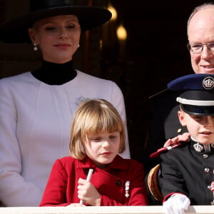 Le prince Albert II de Monaco, La princesse Charlène de Monaco, Le prince Jacques de Monaco, marquis des Baux, La princesse Gabriella de Monaco, comtesse de Carladès lors de la Fête Nationale de la principauté de Monaco, le 19 novembre 2022. © Claudia Albuquerque/Bestimage