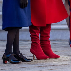 La princesse Gabriella, la princesse Charlene, le prince Jacques de Monaco, la princesse Stéphanie de Monaco - La famille princière monégasque dans la cour d'honneur du palais lors de la la fête nationale à Monaco, le 19 novembre 2023. La famille princière monégasque assiste à la prise d'armes, puis à la cérémonie de remise des médailles et à un défilé militaire sur la place du palais princier. © Olivier Huitel / Pool Monaco / Bestimage 