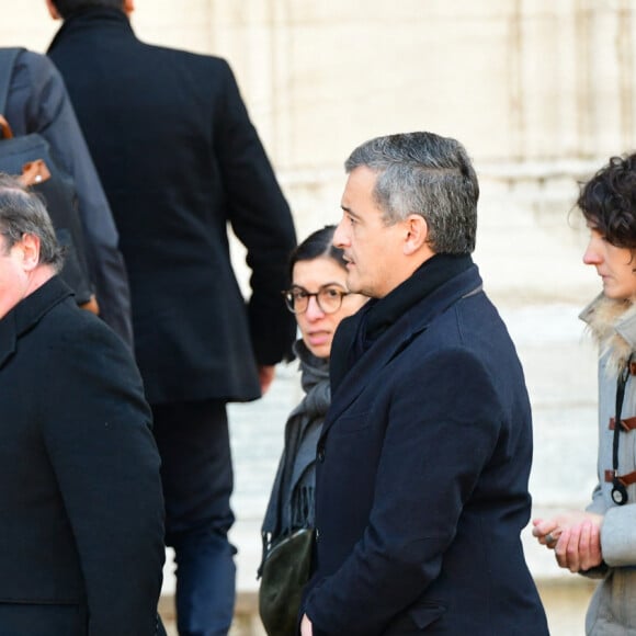 François Hollande, Gérald Darmanin - Obsèques de Gérard Collomb en la cathédrale Saint-Jean à Lyon le 29 novembre 2023. © Romain Doucelin/Bestimage