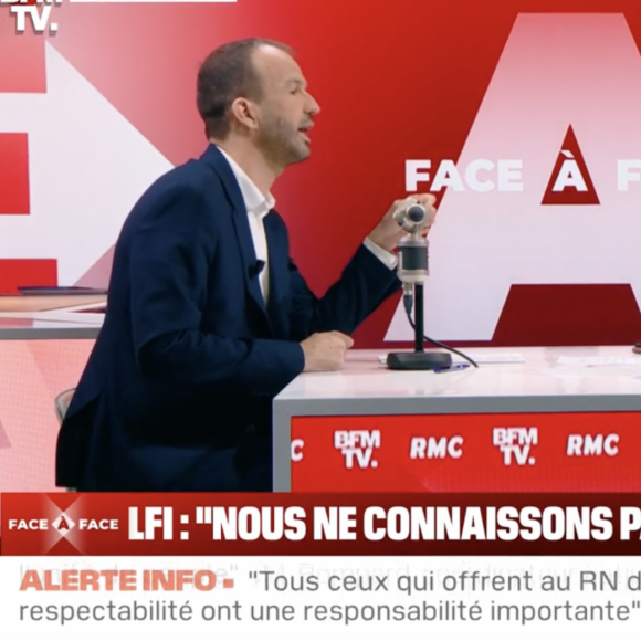 Apolline de Malherbe en plein clash avec son invité Manuel Bompard dans le "Face à Face" de BFMTV