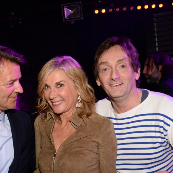 Exclusif - Michèle Laroque entre son compagnon François Baroin et Pierre Palmade - After-party du film Brillantissime à la discothèque L'Arc à Paris, France, le 15 janvier 2018. Evènement organisé par Five Eyes Production. © Rachid Bellak/Bestimage