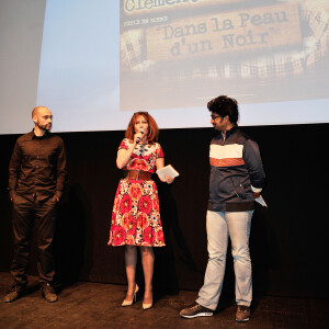 Clementine Celarie avec son fils Abraham et sebastien Folin lors du Festival Atmosphere a Courbevoie le 2 Avril 2013. 