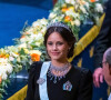 Elle arborait quant à elle un imposant collier de la marque Swarovski
La princesse Sofia - La famille royale de Suède lors de la cérémonie de remise du prix Nobel à Stockholm. Le 10 décembre 2023