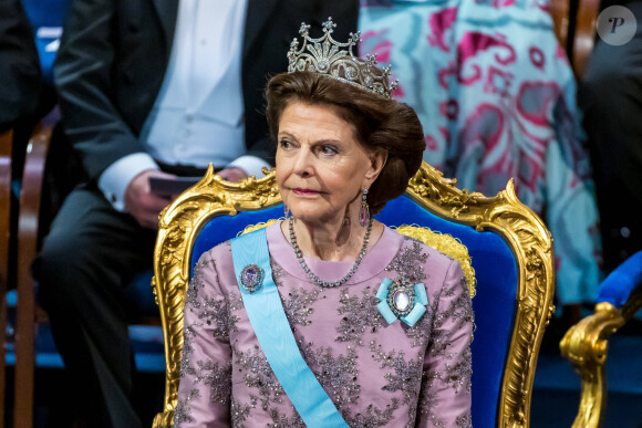 La reine Silvia - La famille royale de Suède lors de la cérémonie de remise du prix Nobel à Stockholm. Le 10 décembre 2023
