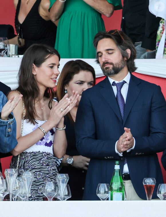 Charlotte Casiraghi et son mari Dimitri Rassam lors de la dernière soirée de la 17ème édition du Longines Global Champions Tour à Monaco, le 1er juillet 2023 sur le port de Monaco, pour le Longines Global Champions. C'est le français Julien Épaillard qui a remporté le Longines Global Champions Tour Grand Prix du Prince de Monaco, doté de 1,5 millions d'euros, suivi par Harrie Smolders et Jane Sadran. © Claudia Albuquerque/Bestimage 