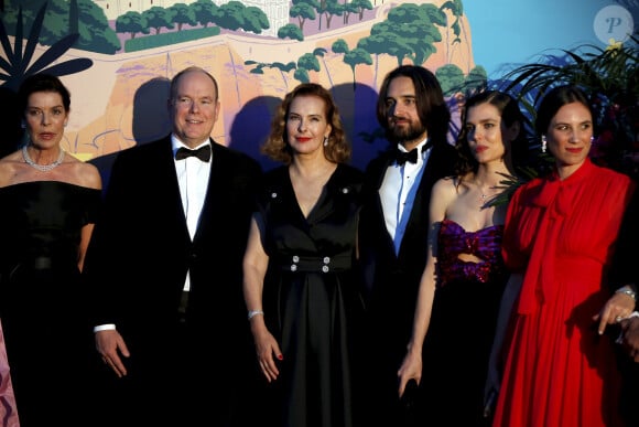 La princesse Caroline de Hanovre, le prince Albert II de Monaco, Carole Bouquet, Charlotte Casiraghi et son compagnon Dimitri Rassam, Tatiana Santo Domingo - 65ème édition du Bal de la Rose donné au profit de la Fondation Princesse Grace sur le thème de la Riviera, une idée de K. Lagerfeld, à la Salle des Etoiles du Sporting Monte-Carlo à Monaco, le 30 mars 2019. © Jean-François Ottonello / Nice Matin / Bestimage 