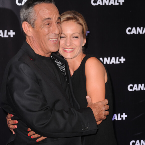 Thierry Ardisson et sa femme Audrey Crespo-Mara lors de la soiree de rentree Canal plus organisee a Paris, le 28 aout 2013 .
