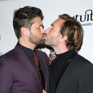 Christophe Beaugrand et son mari Ghislain Gerin - 46ème édition du Gala "Best Awards" à l'hôtel Georges V à Paris le 11 décembre 2023. Le Four Seasons Hôtel George V Paris a été décoré, spécialement pour la soirée « The Best », par la Maison de l’Ouzbékistan en collaboration avec R. ROKICKI - Rêverie d’Azur, pour honorer devant un parterre de plus de 300 invités, les lauréats élus, par le Comité International « The Best » 40 personnalités de haut niveau, choisis avec soin par son Président fondateur « The Best » M. GARGIA et son Vice- Président « des Prix The Best » T. SCHNEIDER - Ambassadeur de l’Art pour assurer avec panache le rayonnement de l’élégance, du pouvoir et des arts qu’ils aiment promouvoir. HJ SERVAT en maître de Cérémonie, accompagnés de nombreuses personnalités, ont honorés de leur présence ce prestigieux gala pour célébrer les lauréats élus : 6 Femmes d’exception & 7 hommes d’envergue, les plus élégants du monde pour leur style de vie et travail, ainsi que leurs actions remarquables, privées, publiques ou professionnelles. Un « The Best d’honneur » à été remis au cours de la soirée au chef RAONI METUKTIRE, grand chef du peuple Kayapo, figure internationale de la lutte pour la préservation de la forêt amazonienne et de la culture indigène au Brésil. © Coadic Guirec / Bestimage 